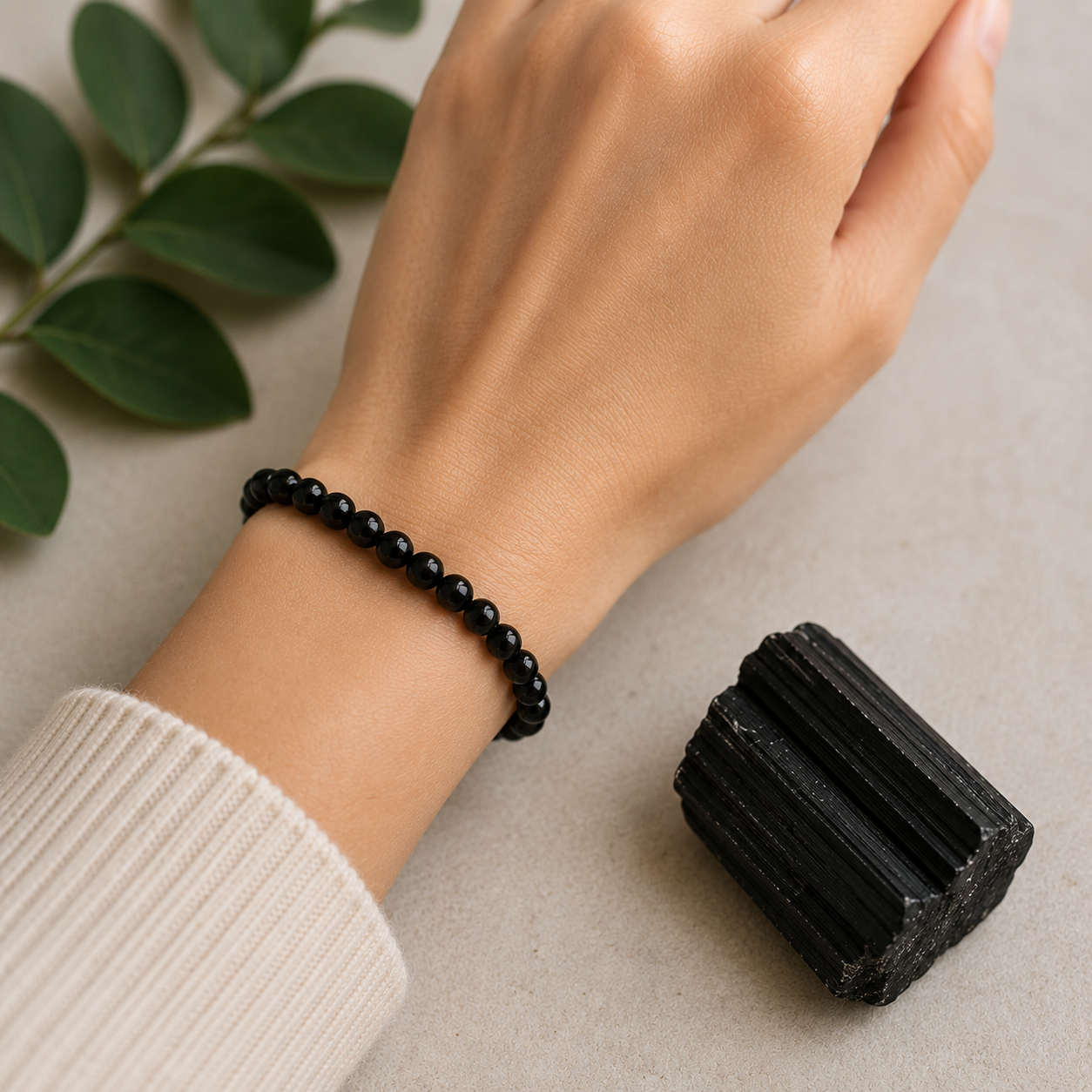 Schwarzer Turmalin Armband 6mm Kugeln
