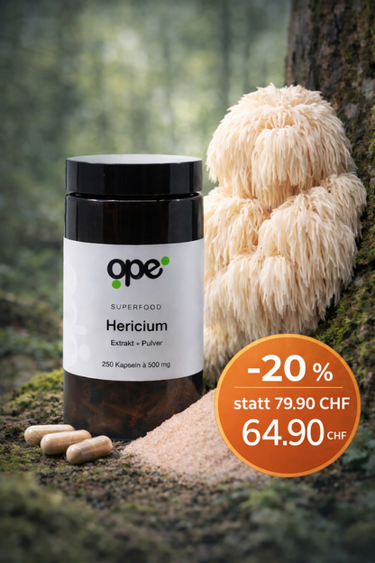 Hericium Extract + Pulver Kapseln - Vorratsdose (250 Stk)