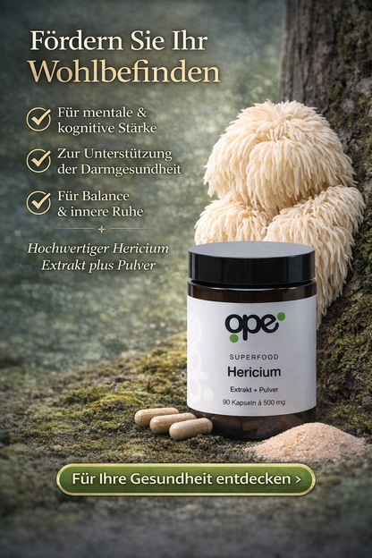 Hericium Extract + Pulver Kapseln - Vorratsdose (250 Stk)