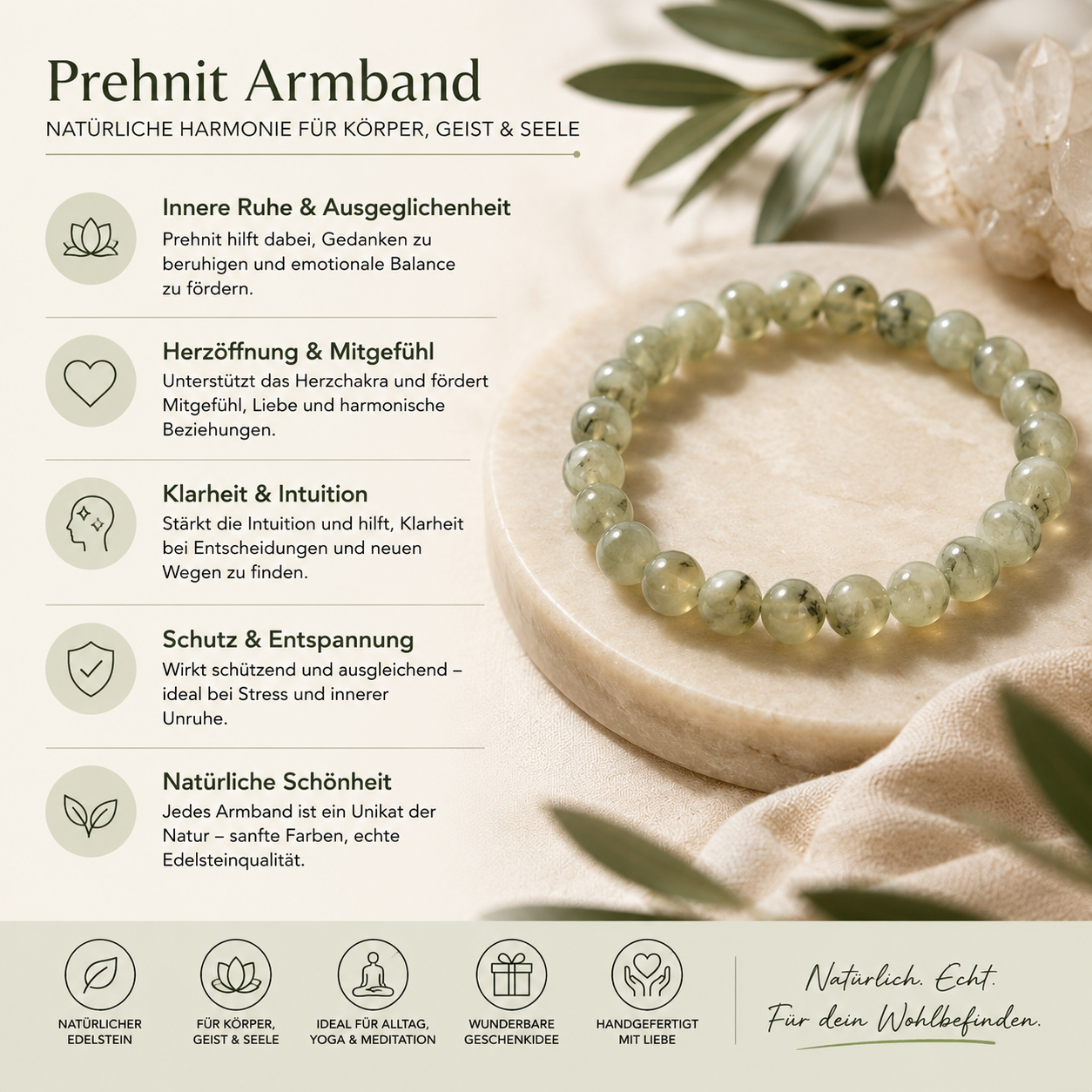 Prehnit Armband 6-8mm Kugeln