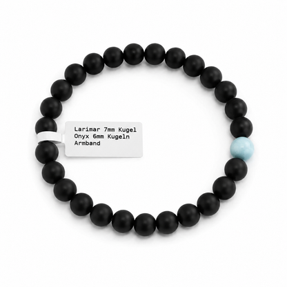 Larimar & Onyx Armband 6-7mm Kugeln