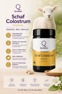Schaf Colostrum, Unterstützt das Immunsystem, die Darmflora und ist reich an natürlichen Nährstoffen. Extra für Kinder geeignet.